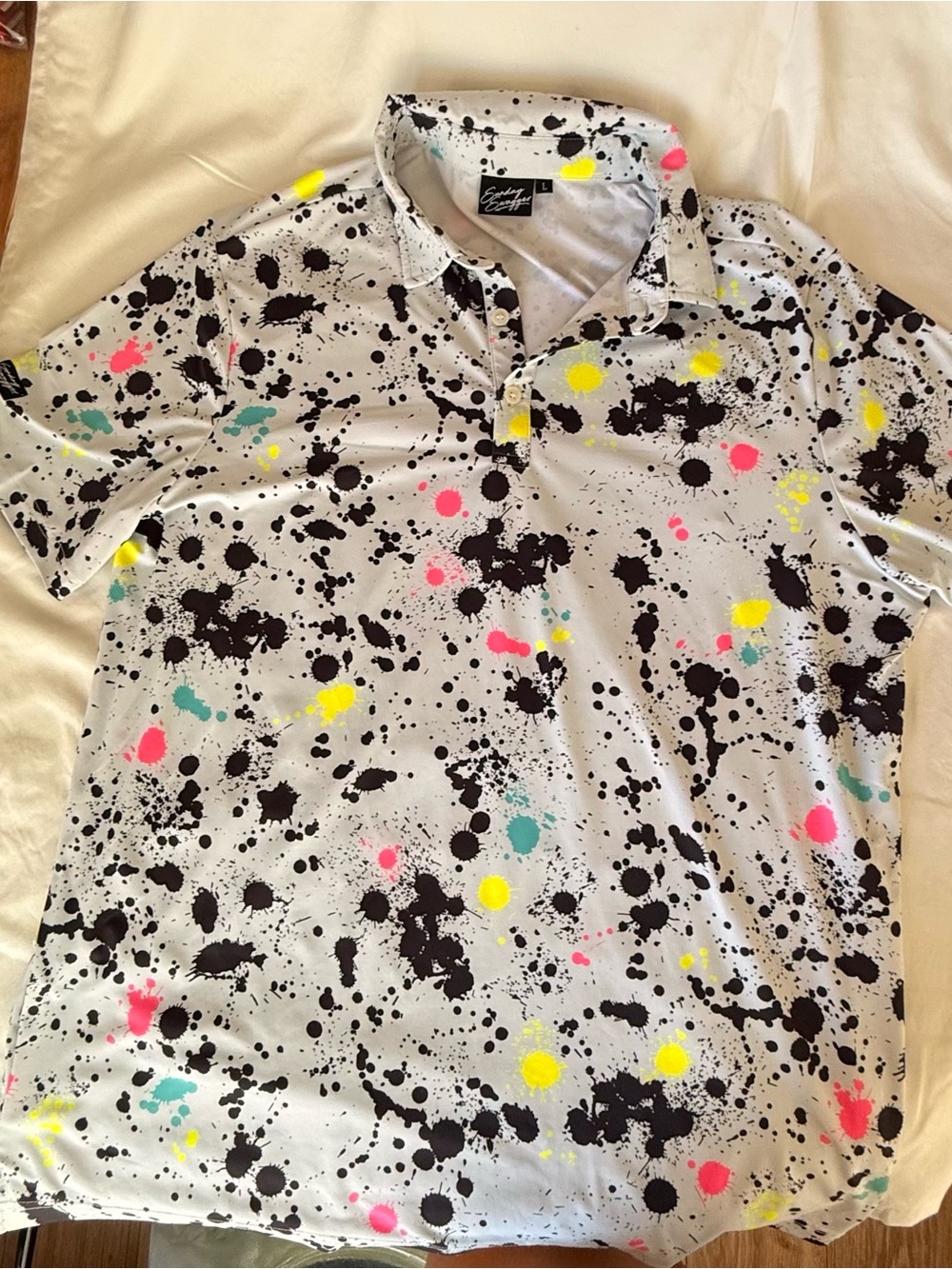 Eye-Catching Painted Splatter Polo in White by Galvin Green